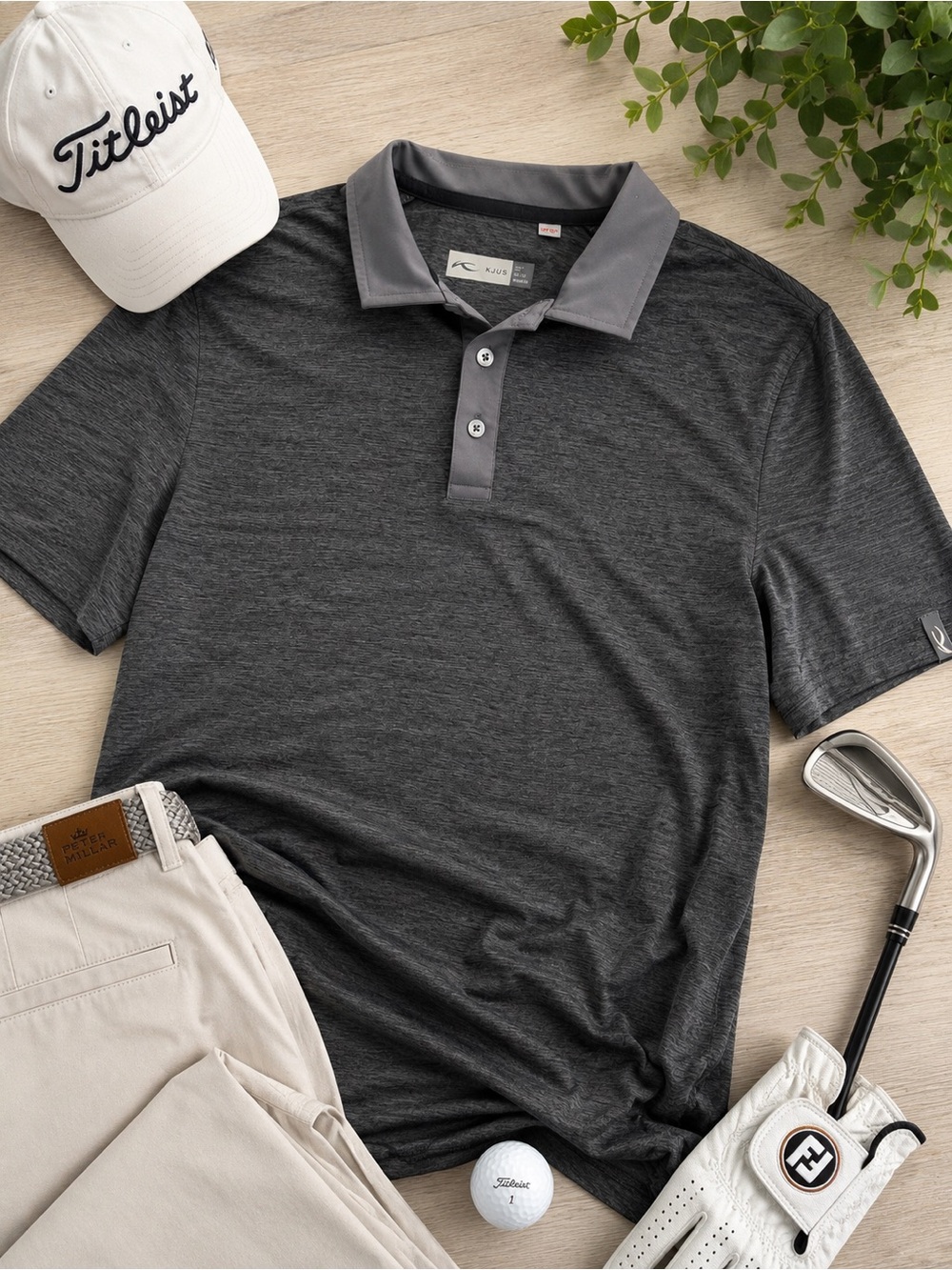 KJUS UPF 50+ Performance Golf Polo Shirt Gray Men’s Medium Regular